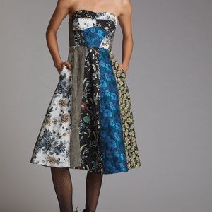 Anthropologie Floral Sweetheart Midi Dress